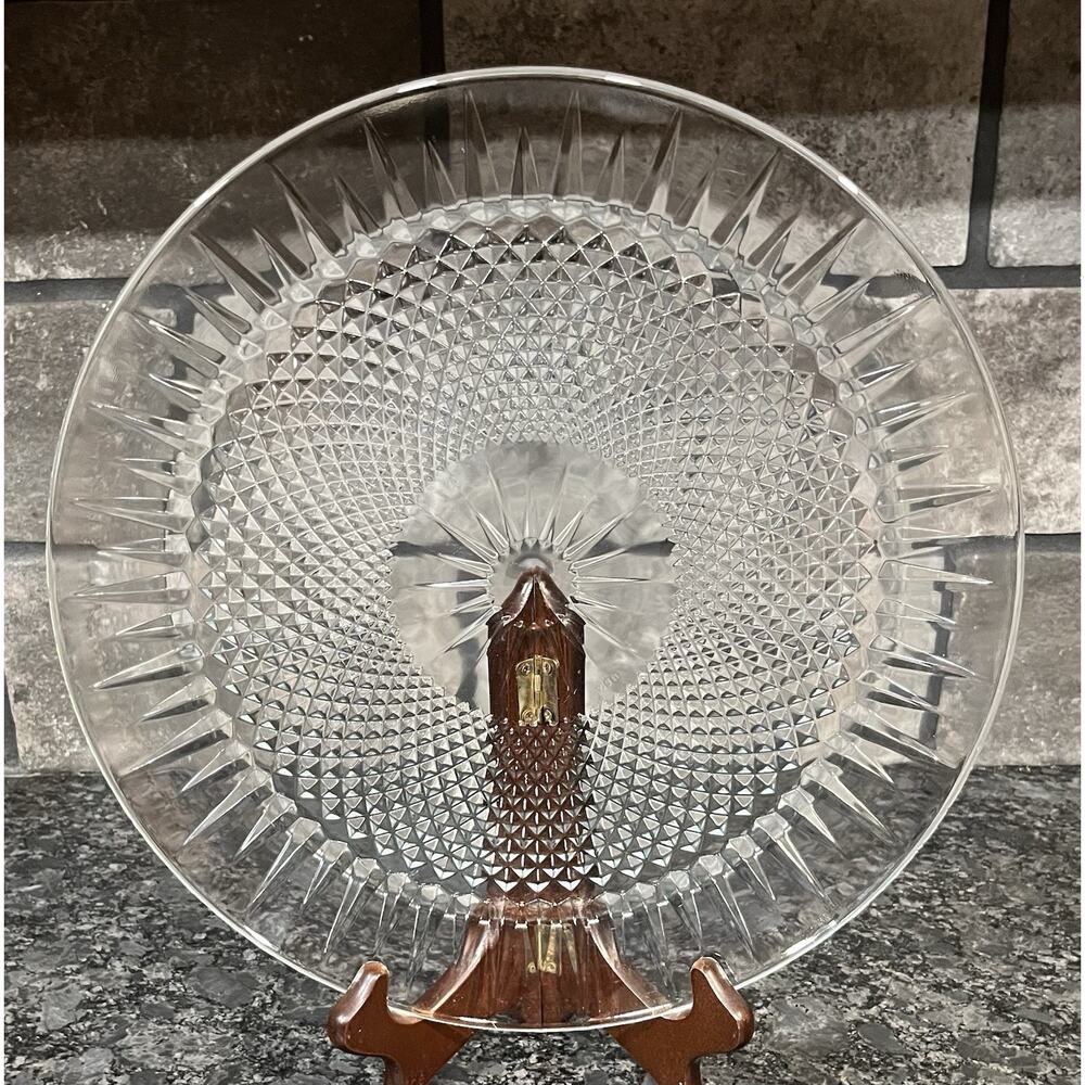 Vtg Cristal d'Arques-Durand DIAMANT Torte Plate 12 1/2" Clear, Blown Glass, Cut